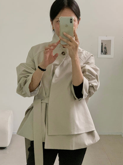 High-Neck Short Trench Jacket