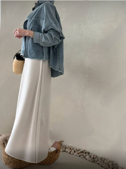Cropped Oversized Denim Shirt