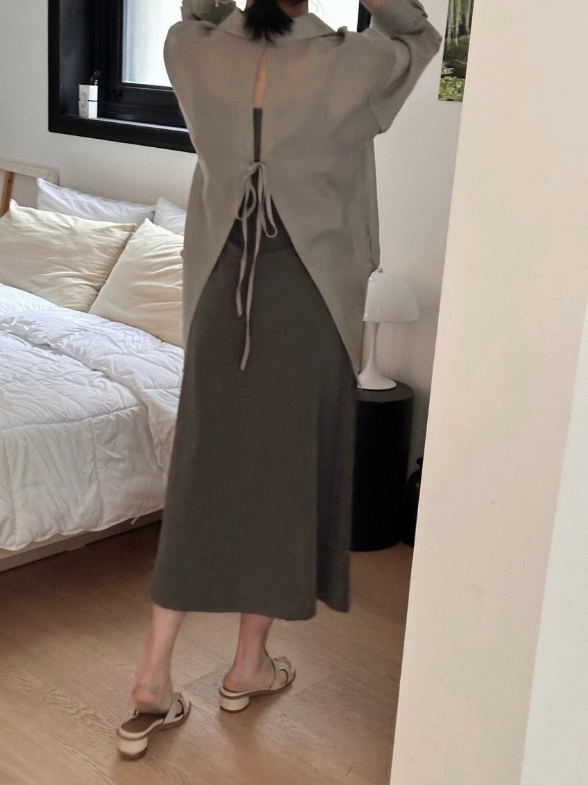 * Back Ribbon Shirt & Dress Set