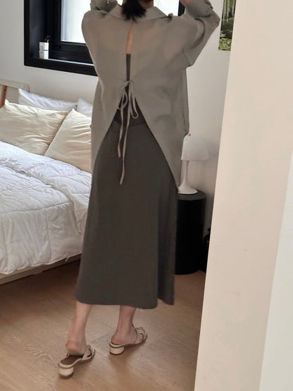 * Back Ribbon Shirt & Dress Set