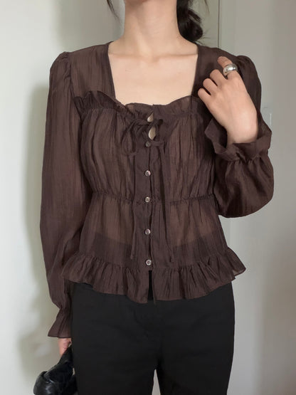 * Frill Cardigan Blouse
