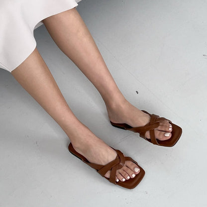 *Woven Strap Flat Slippers