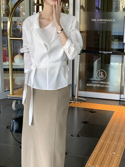 * Draped Belt Blouse