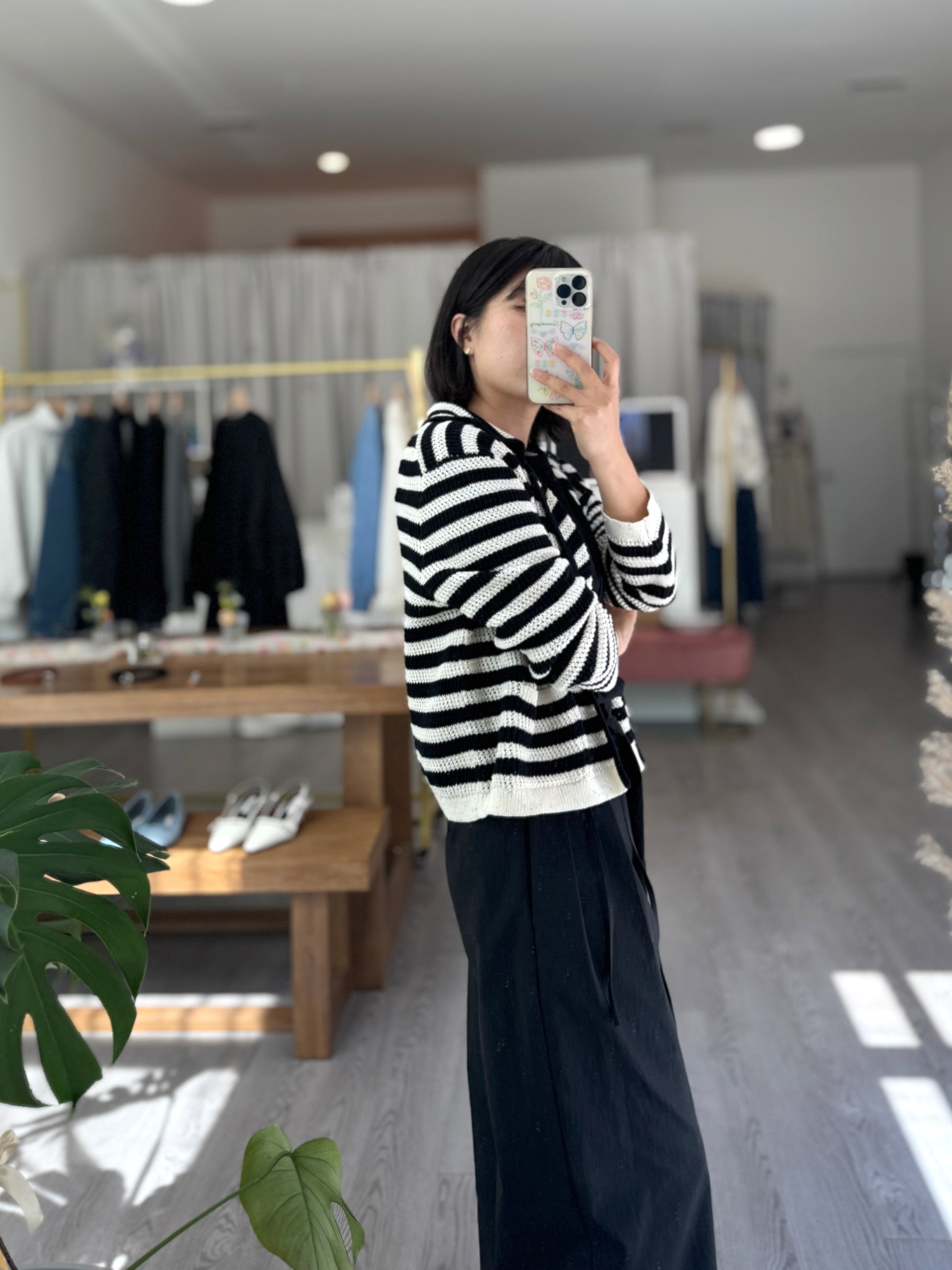 Stripe Spangle Knit Cardigan - AdoreMeU