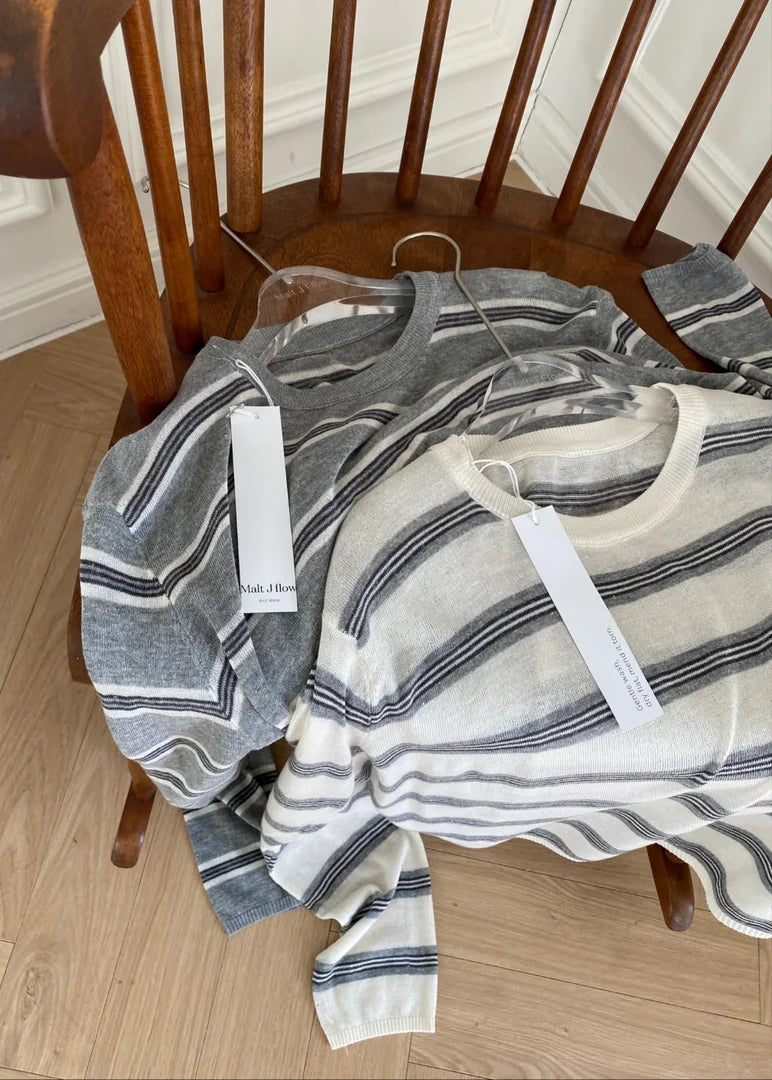 * Linen Stripe Knit Top