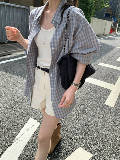 * Autumn Check Oversized Shirt