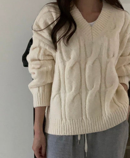 Wool Cable V Knit