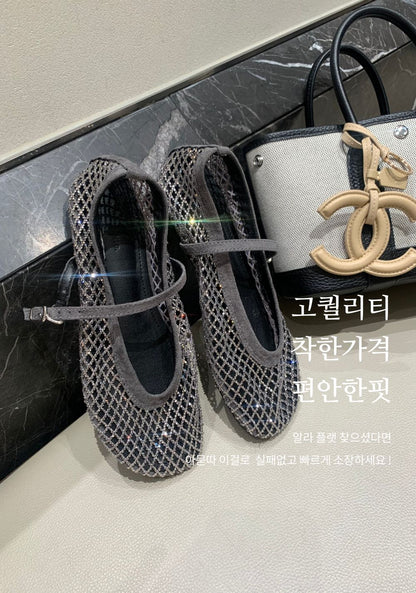 (PRE-ORDER)Beaded Mesh Flat Shoes 6/18