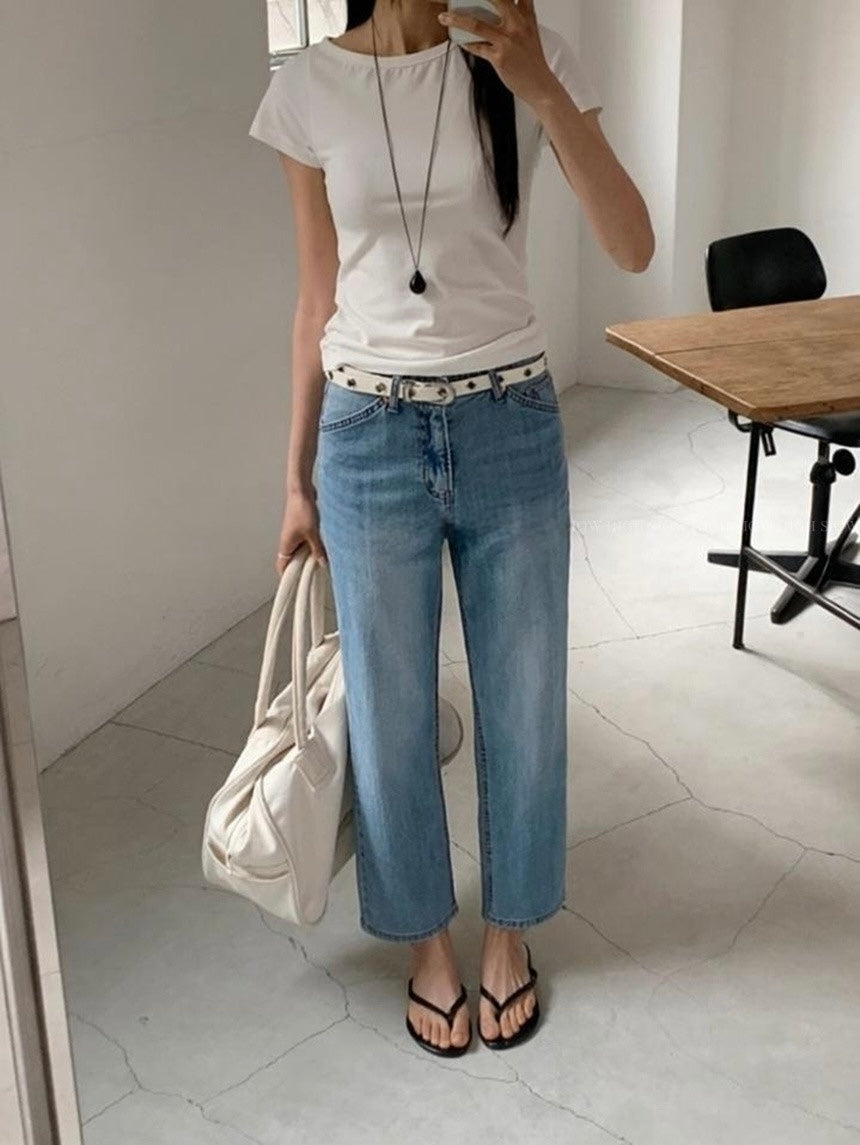 *Hidden Banding Straight Denim