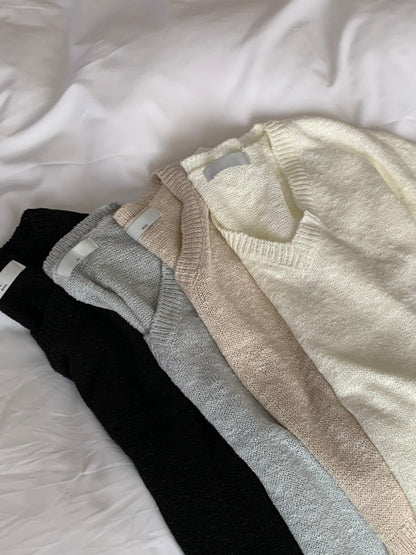 V-Neck Cap Sleeve Knit Top(~9/1) - AdoreMeU
