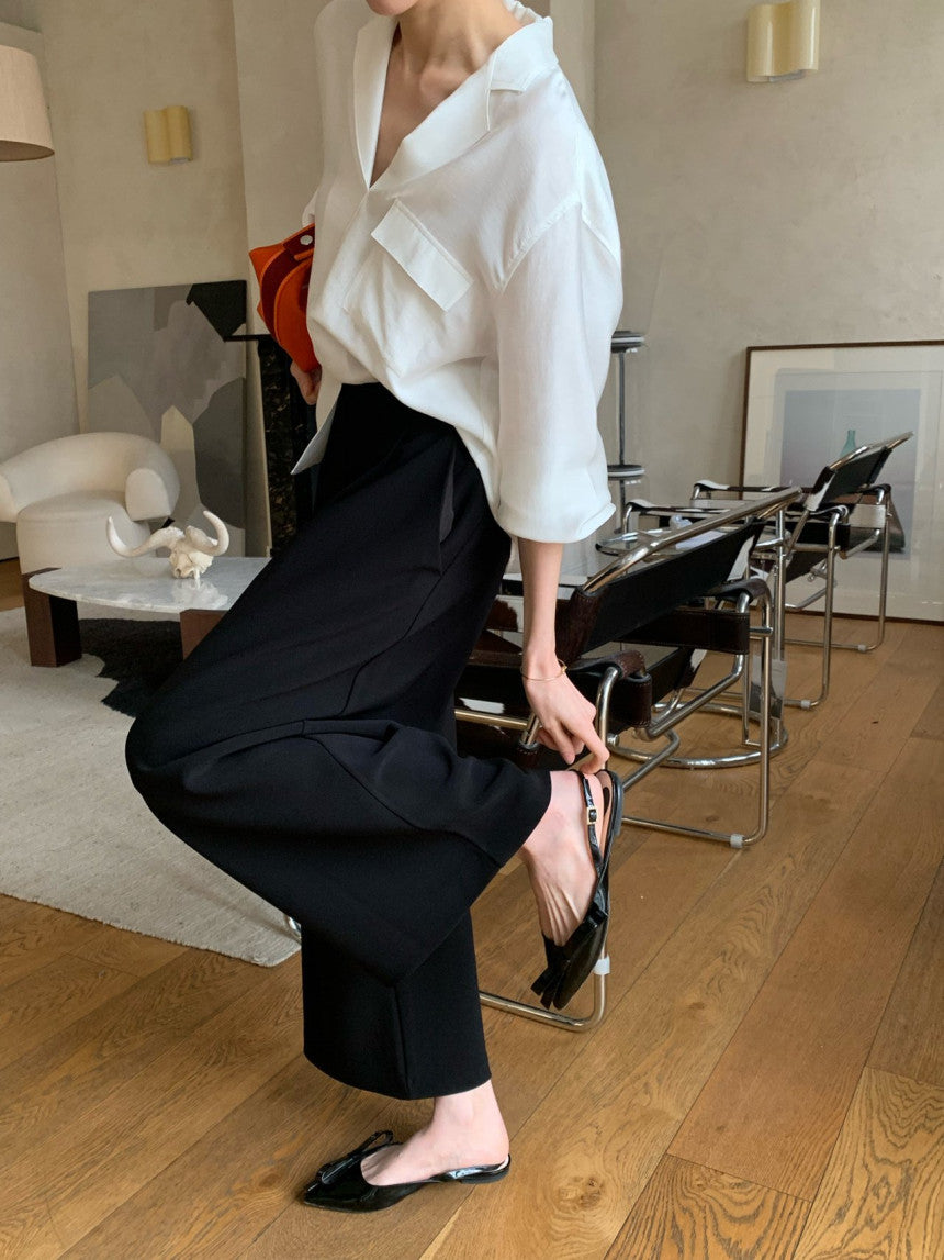 *실키 포켓 블라우스