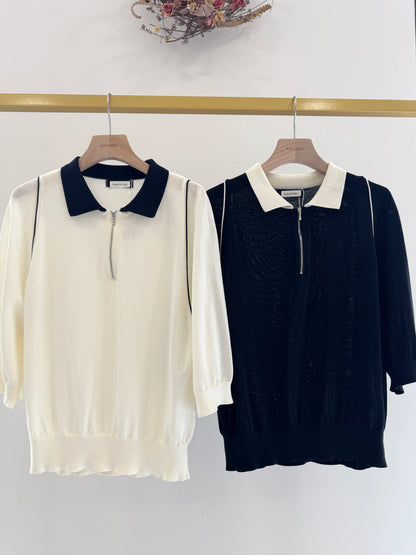 Contrast Collar Knit