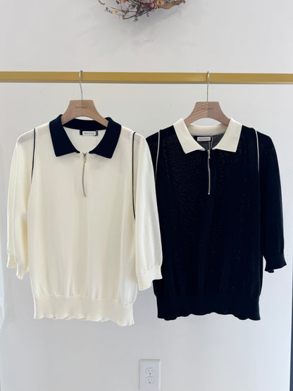 Contrast Collar Knit