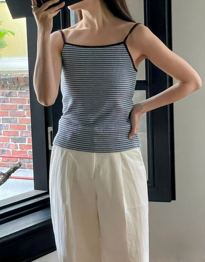 * Stripe Contrast Sleeveless Top