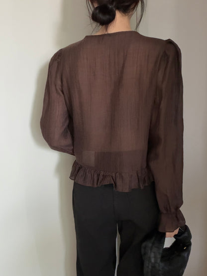 * Frill Cardigan Blouse