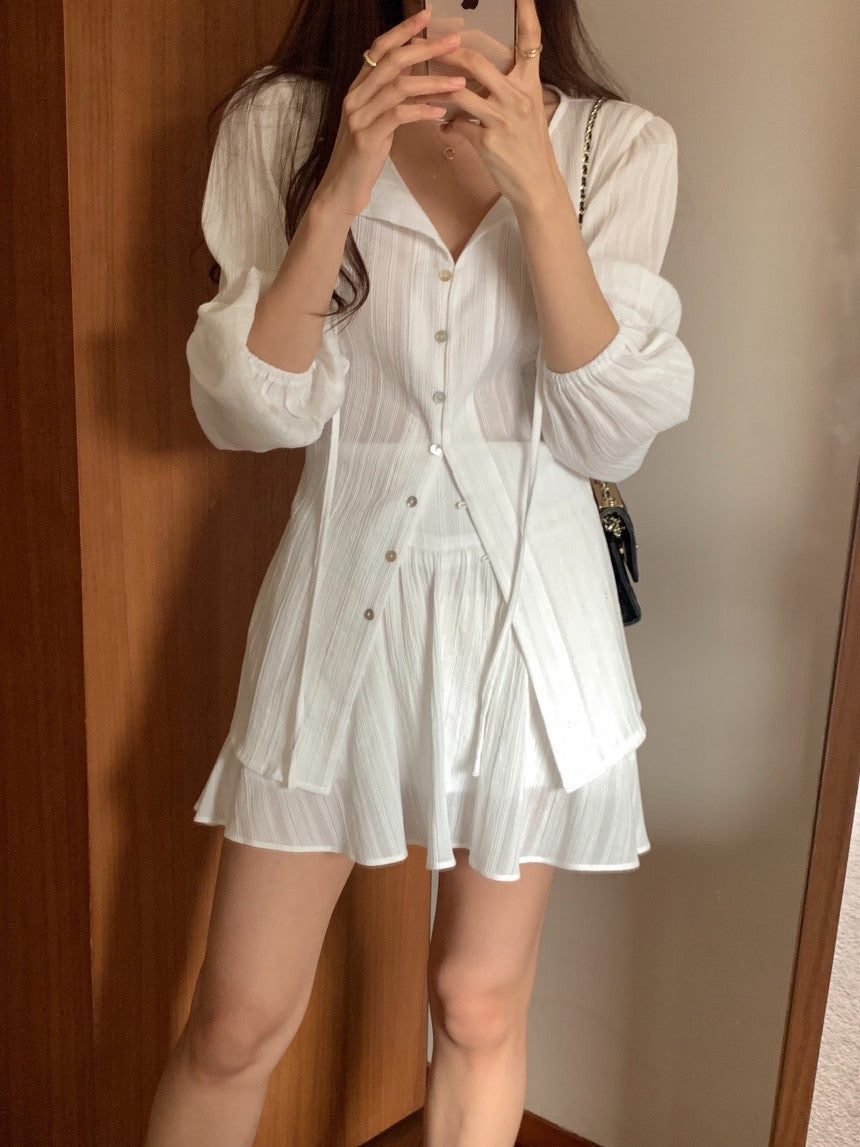 *Feminine Frill Blouse & Skirt Set