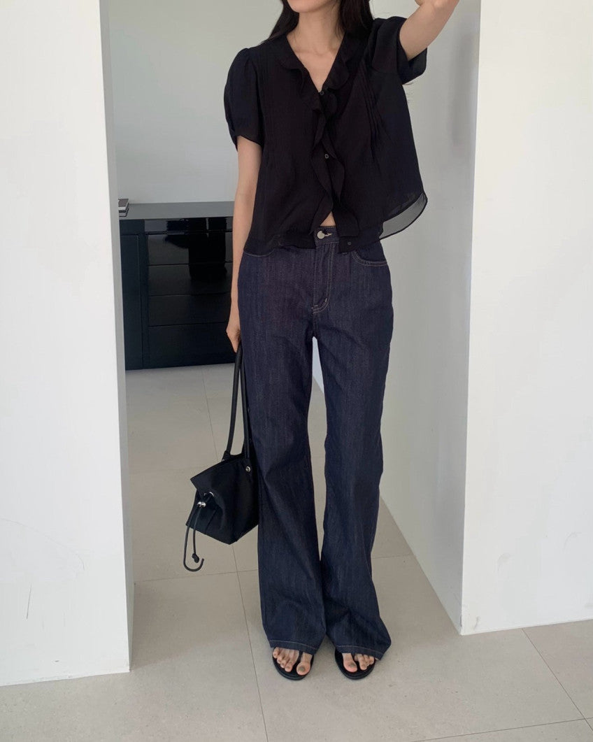 * Mori Pintuck Frill Blouse