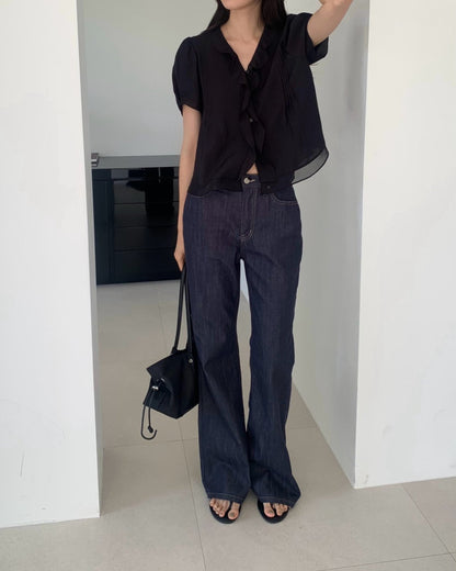 * Mori Pintuck Frill Blouse