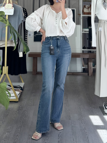 Cat Brush Boots Cut Denim - AdoreMeU