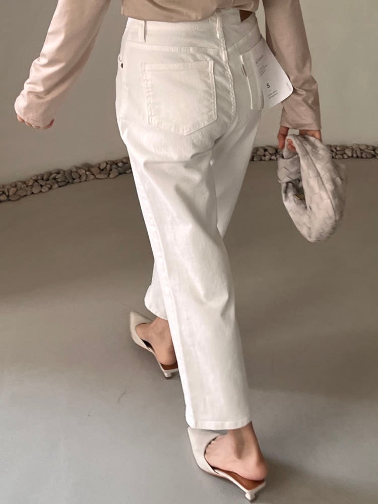 * Straight-leg cotton pants