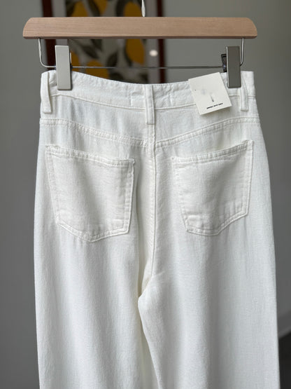 Linen Wide White Pants - AdoreMeU