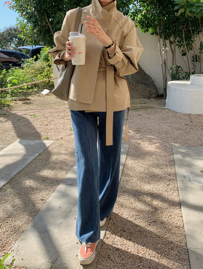 High-Neck Short Trench Jacket