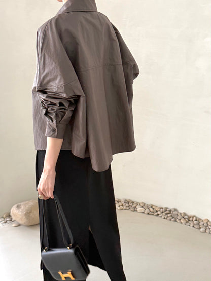 Matte Leather-Look Shirt Jacket