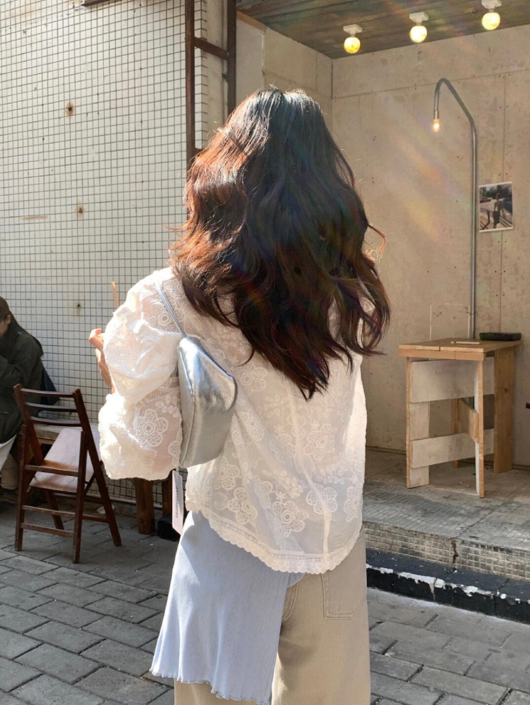 * Floral Lace Cotton Blouse Cardigan