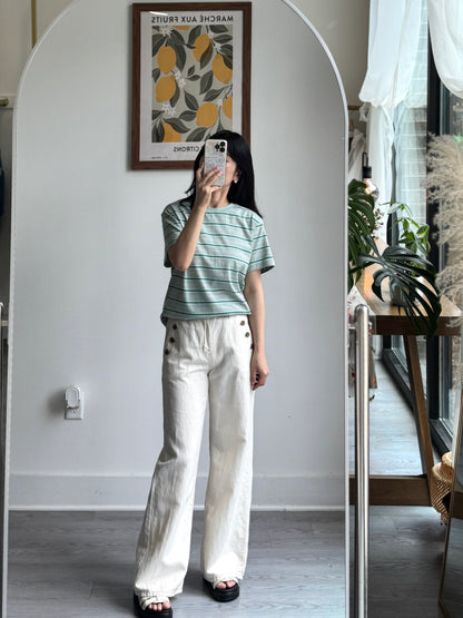 Three Button Ivory Pants - AdoreMeU