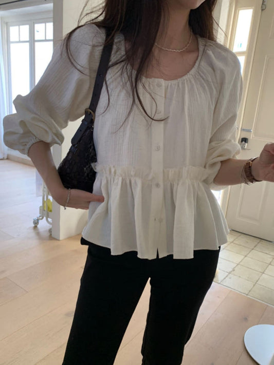 * Luna Shirring Frill Blouse