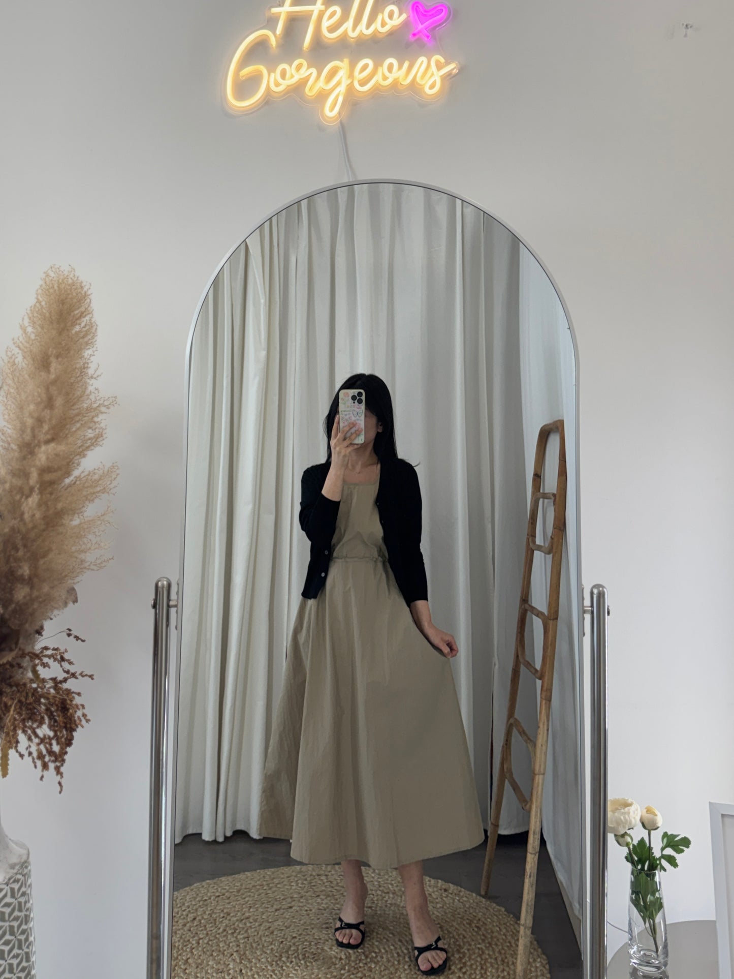 Dress and V neck Cardigan Set