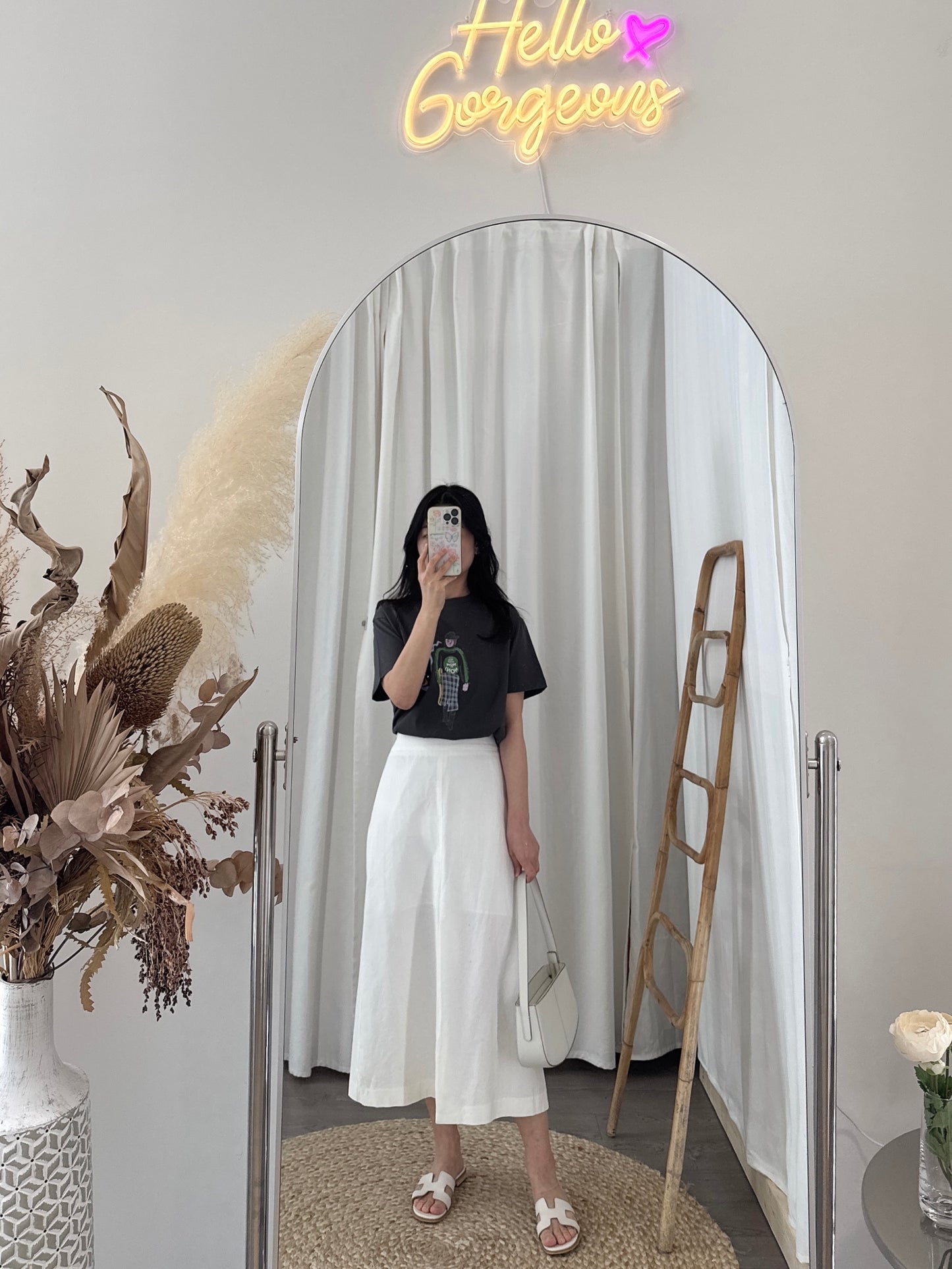Front Slit Linen Skirt