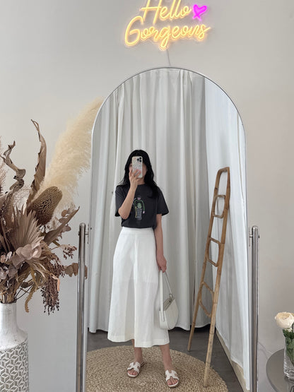 Front Slit Linen Skirt