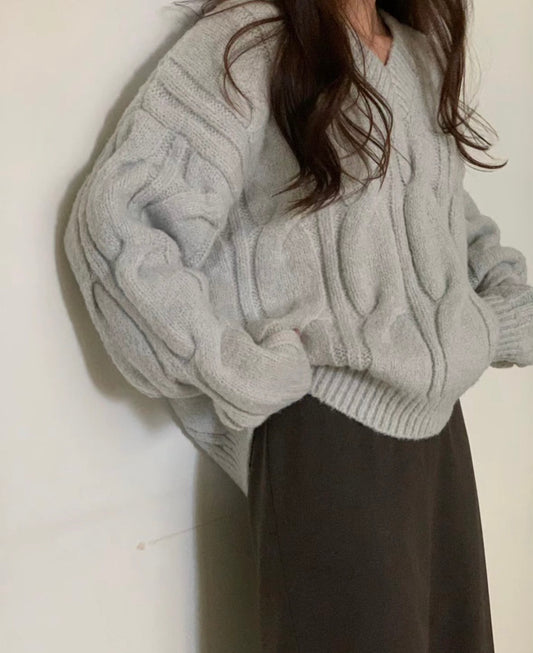 Wool Cable V Knit