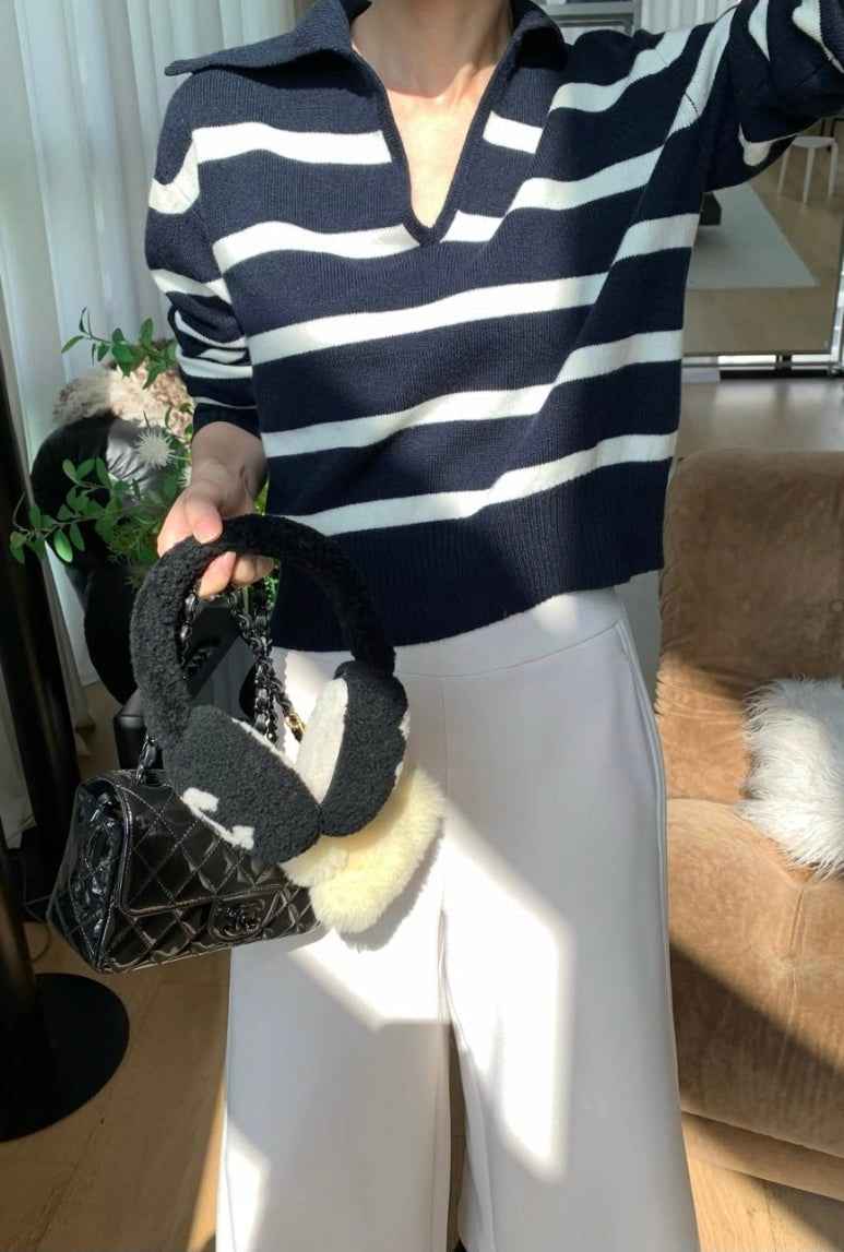 Collared Striped Knit
