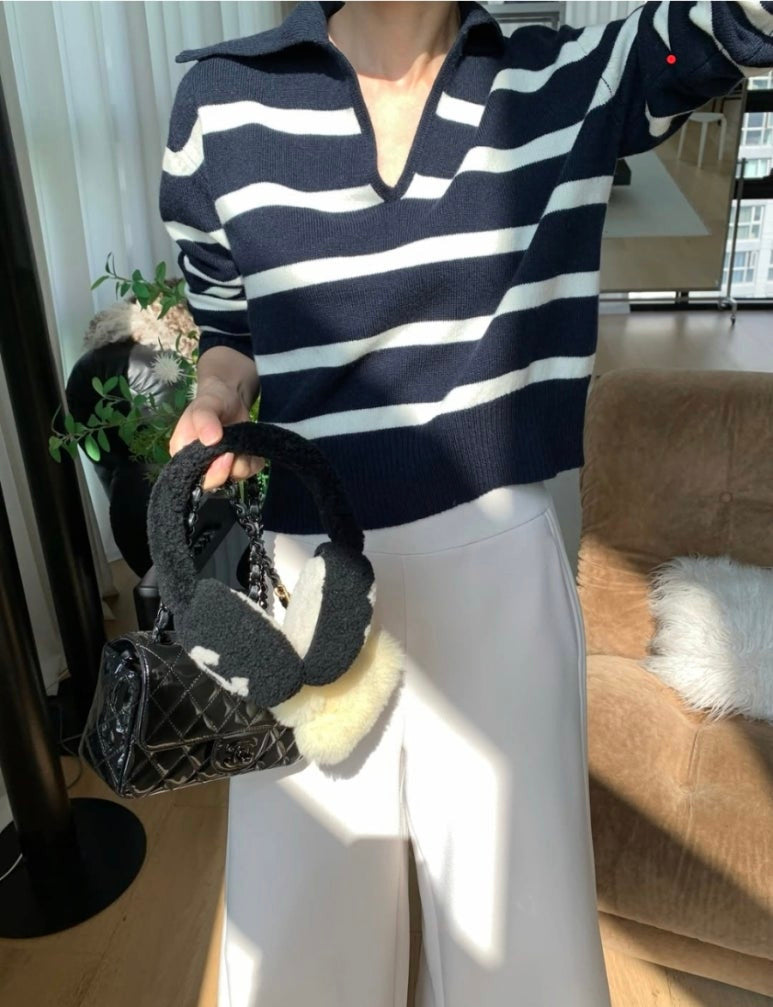 Collared Striped Knit