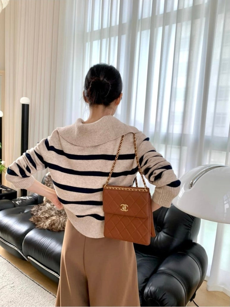 Collared Striped Knit