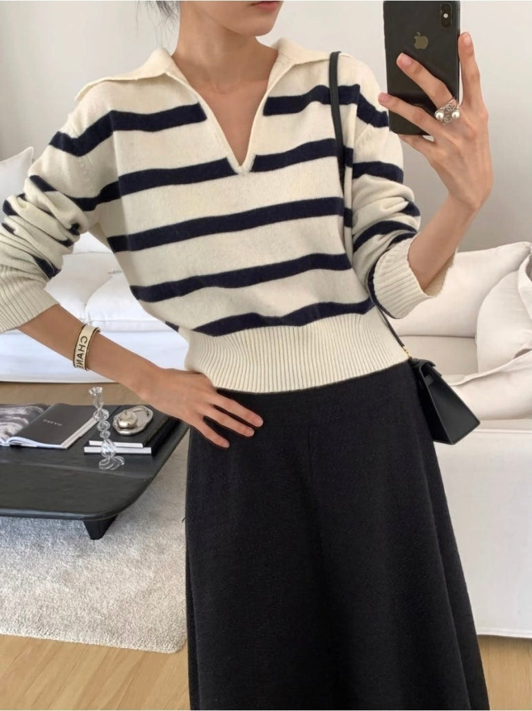 Collared Striped Knit