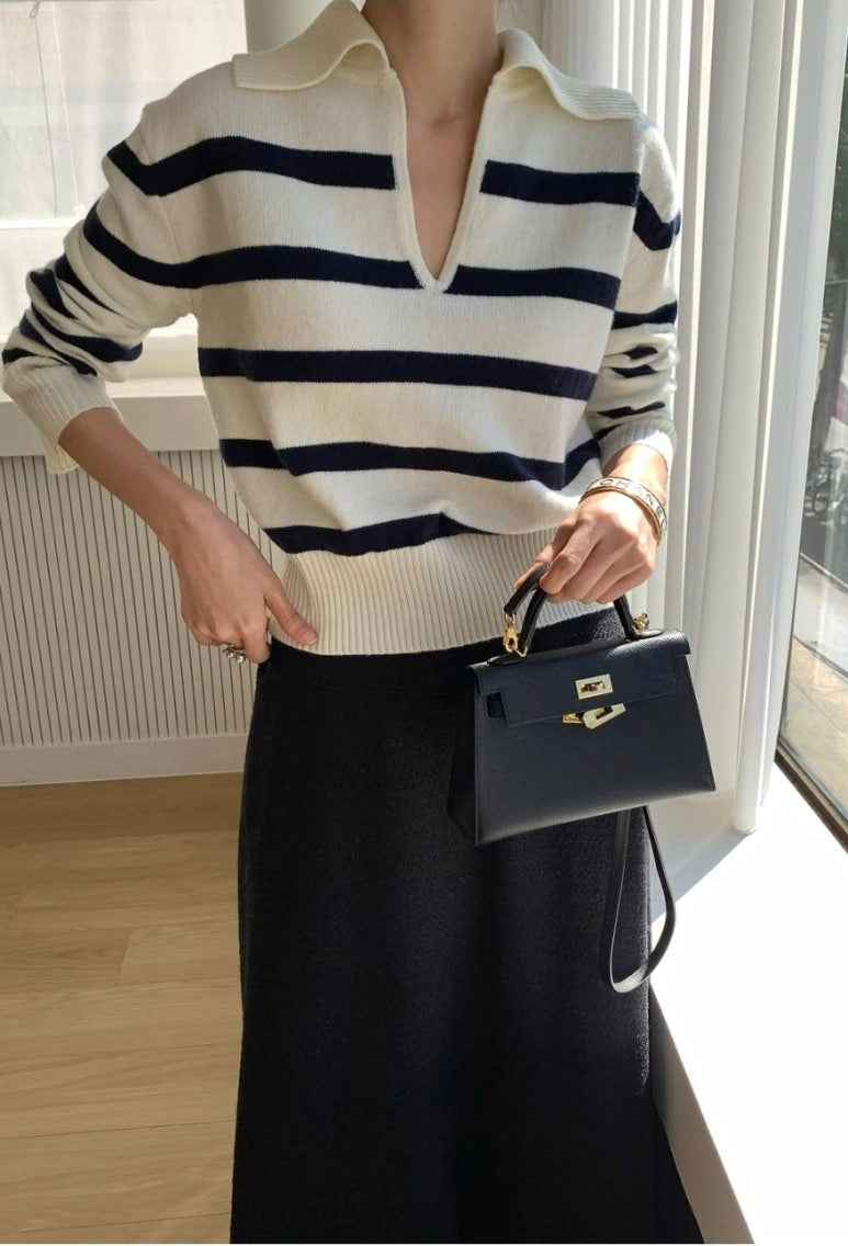 Collared Striped Knit