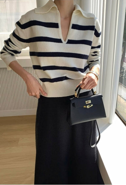 Collared Striped Knit