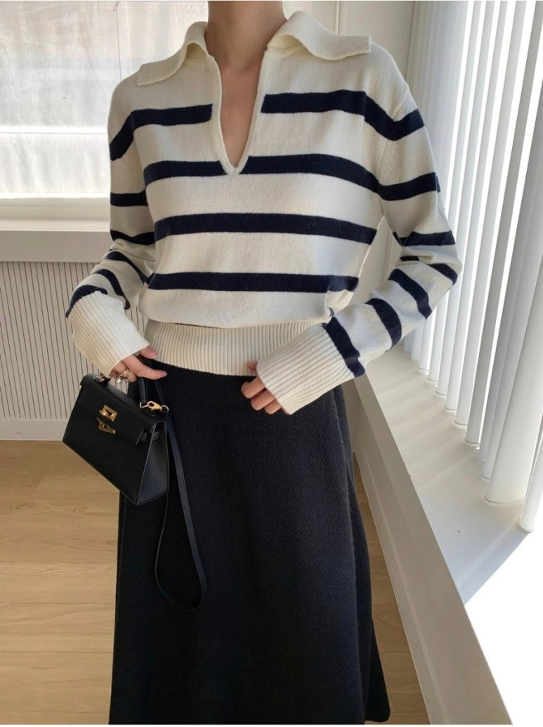Collared Striped Knit