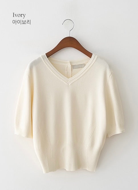 V-neck Short Sleeves Knit