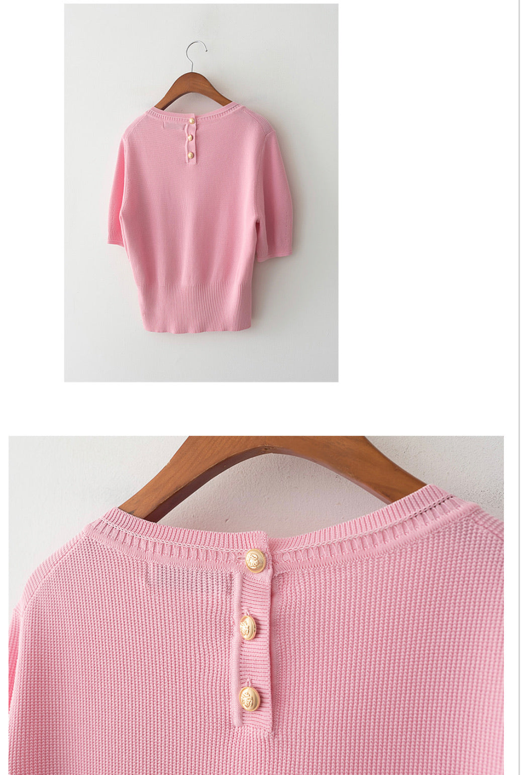 V-neck Short Sleeves Knit