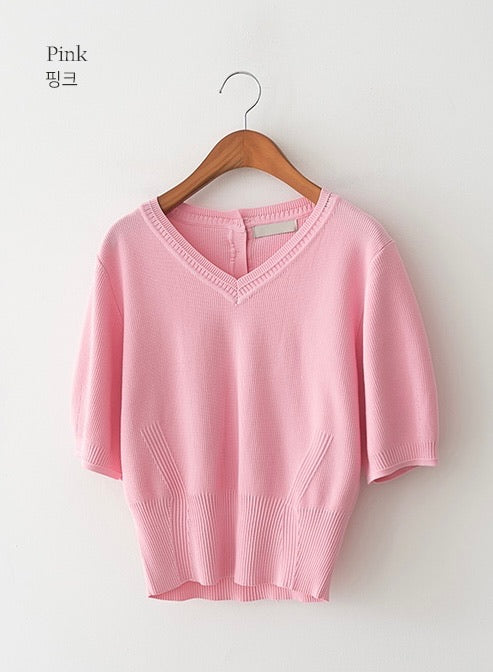 V-neck Short Sleeves Knit