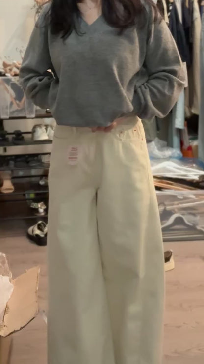 White Cotton Wide Denim